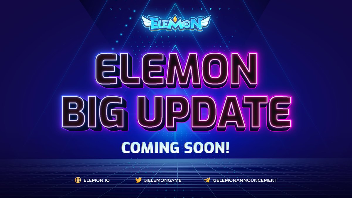 🔥THE 1st BIG UPDATE OF ELEMON ON THE WAY🔥
 
As informed lately, Elemon's about to execute our very 1st Big Update with the aim to optimize &amp; perfect the official game version as well as balancing in-game economy!
 
🌟What's new? Read the full details: bit.ly/3spFoEM