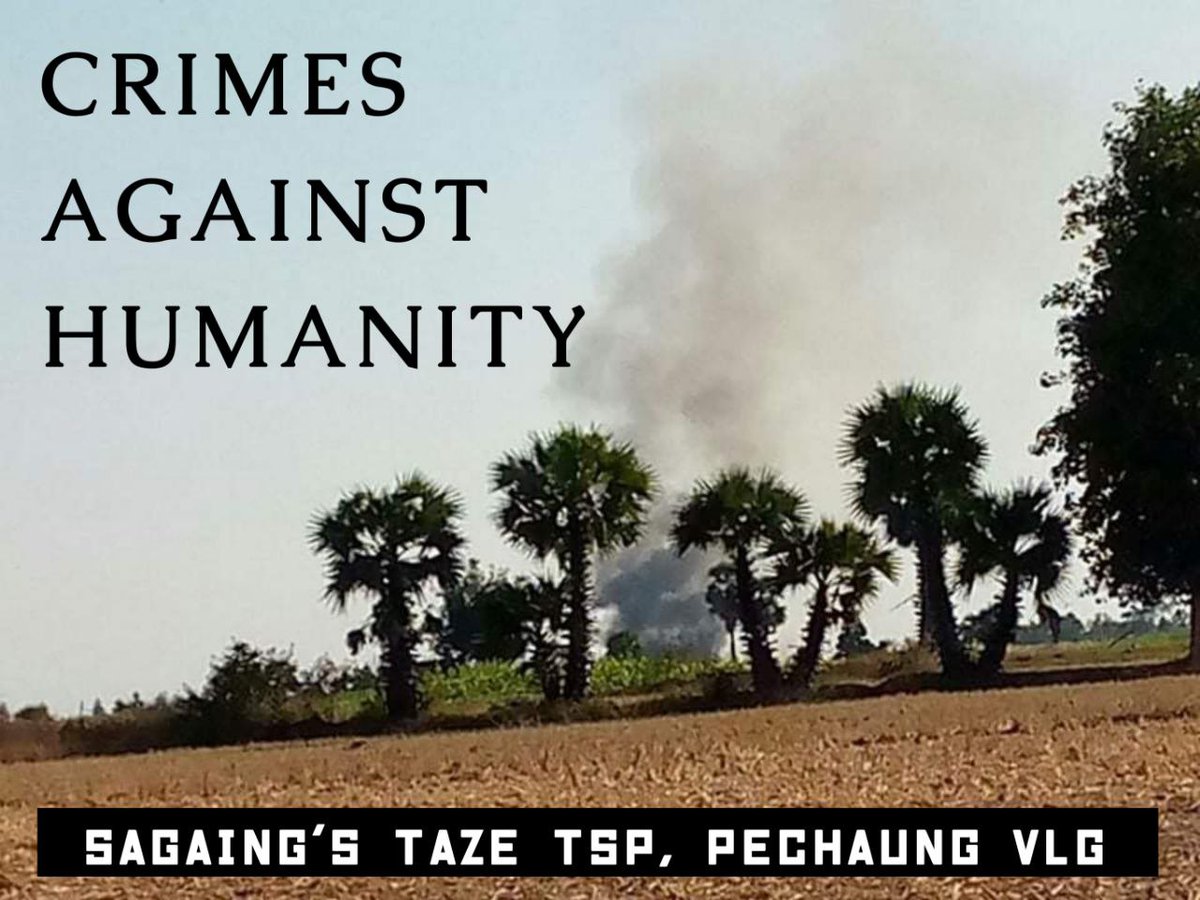 august_hmue's tweet photo. Warning // Fire 🔴  In Sagaing's Taze Tsp, Pechaung Vlg: Massive force of #MyanmarMilitaryTerrorists raided the area on Feb 8 night and set on fire the houses started at 4 PM on Feb 9.  #2022Feb9Coup #CrimesAgainstHumanity #WhatsHappeningInMyanmar https://t.co/yzwkJ0JibY