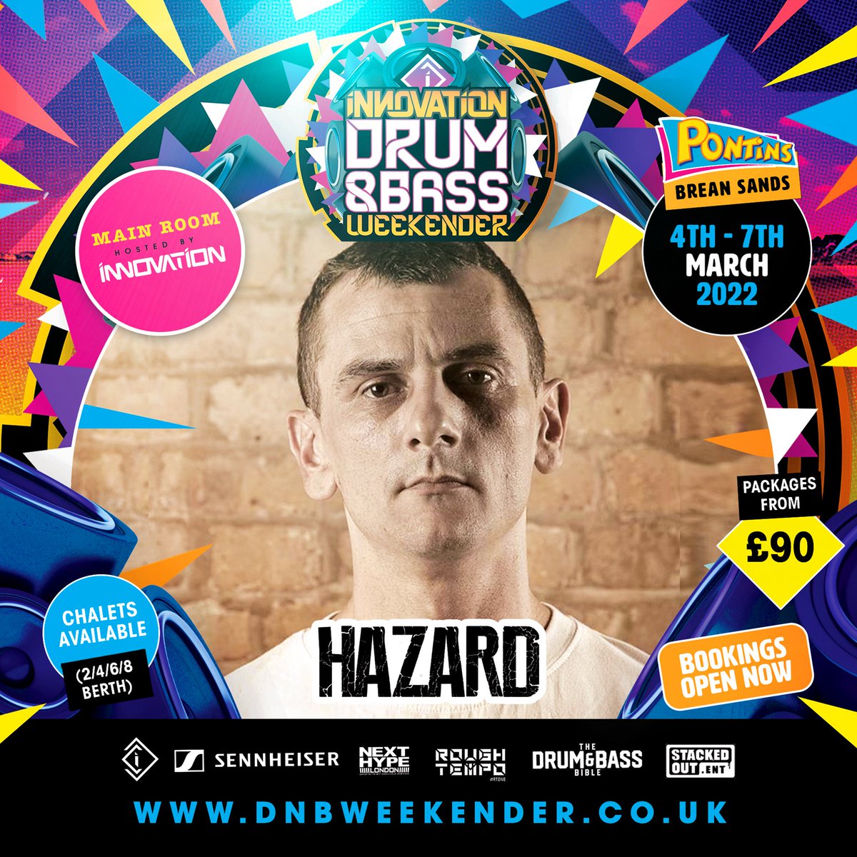 The mighty <a href="/djhazard_playaz/">DJ Hazard</a> is guaranteed to to tear the roof off at the DnB Weekender!

Join us 4th - 7th March @ Pontins, Brean Sands

Packages available from only £90
Innovationevents.co.uk