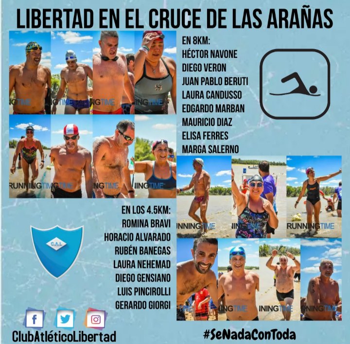 👉🏽El 6 de febrero nuestros nadadores y nadadoras participaron en la localidad de Diamante,  Entre Ríos, del Gran evento "Cruce de Las ARAÑAS", una maratón acuática de pruebas de 8 KM y 4,5 KM.
Felicitamos a todxs por los logros obtenidos.
FELICITACIONES A TODOS
#VamosLibertad