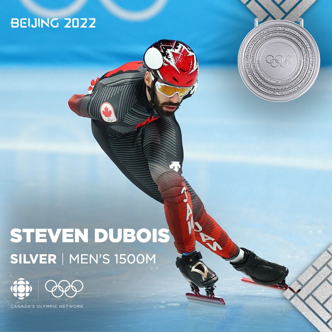 CBCOlympics's tweet photo. DUBOIS FOR SILVER 🇨🇦🥈

Canada’s Steven Dubois wins silver in the men’s short track 1500m ⚡️

Medal Alert presented by @lululemon https://t.co/FTzOEu3NrK
