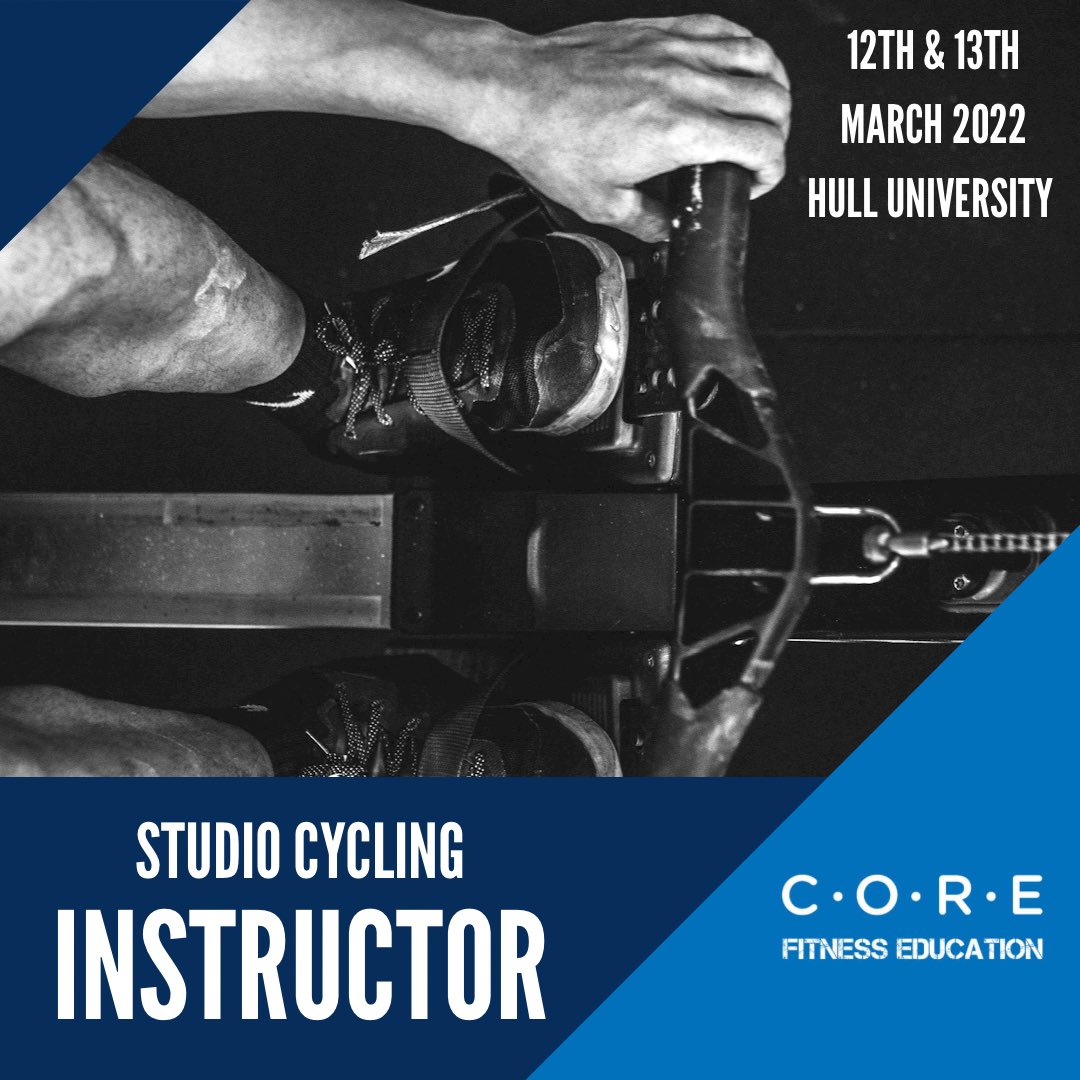 corefitnessed's tweet photo. 🚲 Studio Cycling Instructor 🚲 

NEW COURSE DATES: 12th &amp; 13th March

Looking to expand your knowledge and learn a new skill? Why not sign up for our Studio Cycling Instructor course held at @universityofhull in March 2022! https://t.co/8qMczwyTS9