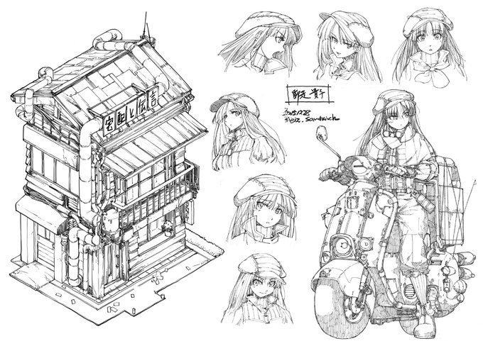 【作業中】以前描いてあった設定画風の絵に背景を付ける。考えてみると、何故描いたことなかったのかと。一応漫画も描いたのに。
#線画 #背景 
