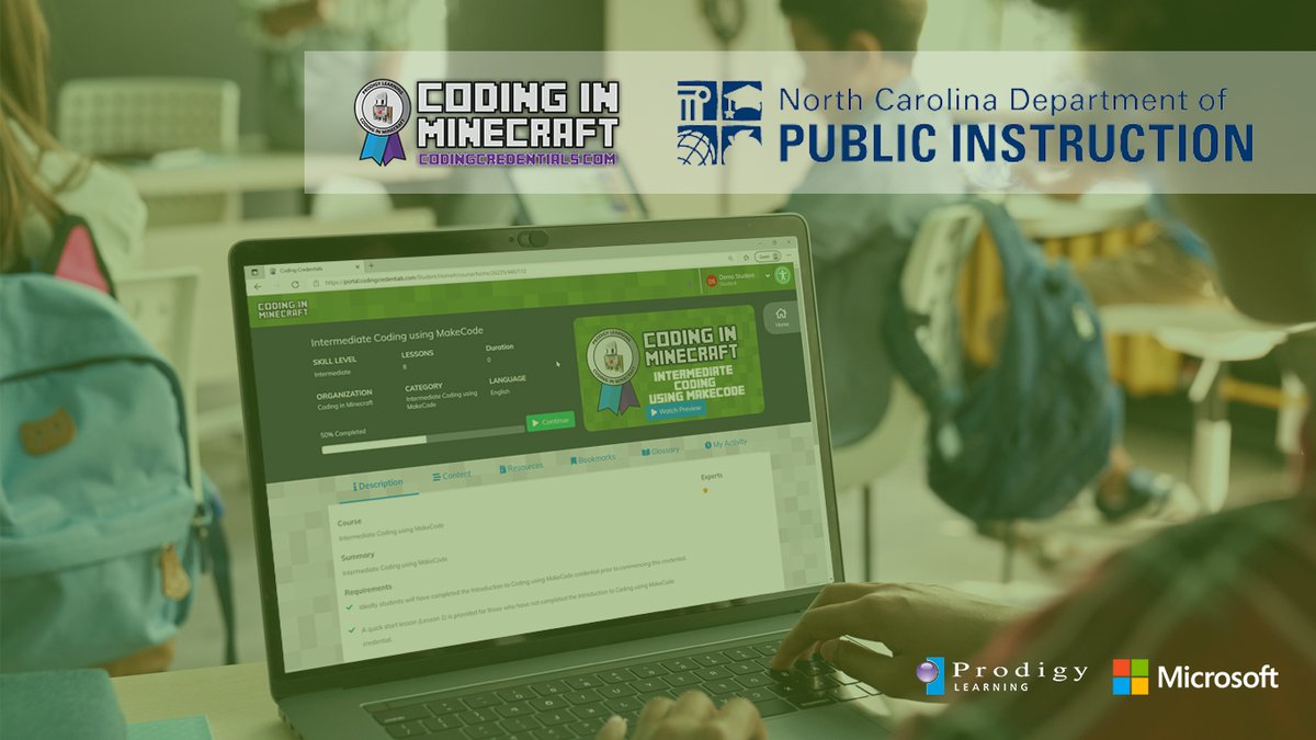 Prodigy Learning is proud to partner with <a href="/ncpublicschools/">NC Public Schools</a>  &amp; <a href="/MicrosoftEDU/">Microsoft Education</a> to bring our award winning ‘Coding in Minecraft’ (codingcredentials.com) credential program to all 340,000 middle school students across the state over the next three-years: linkedin.com/feed/update/ur…