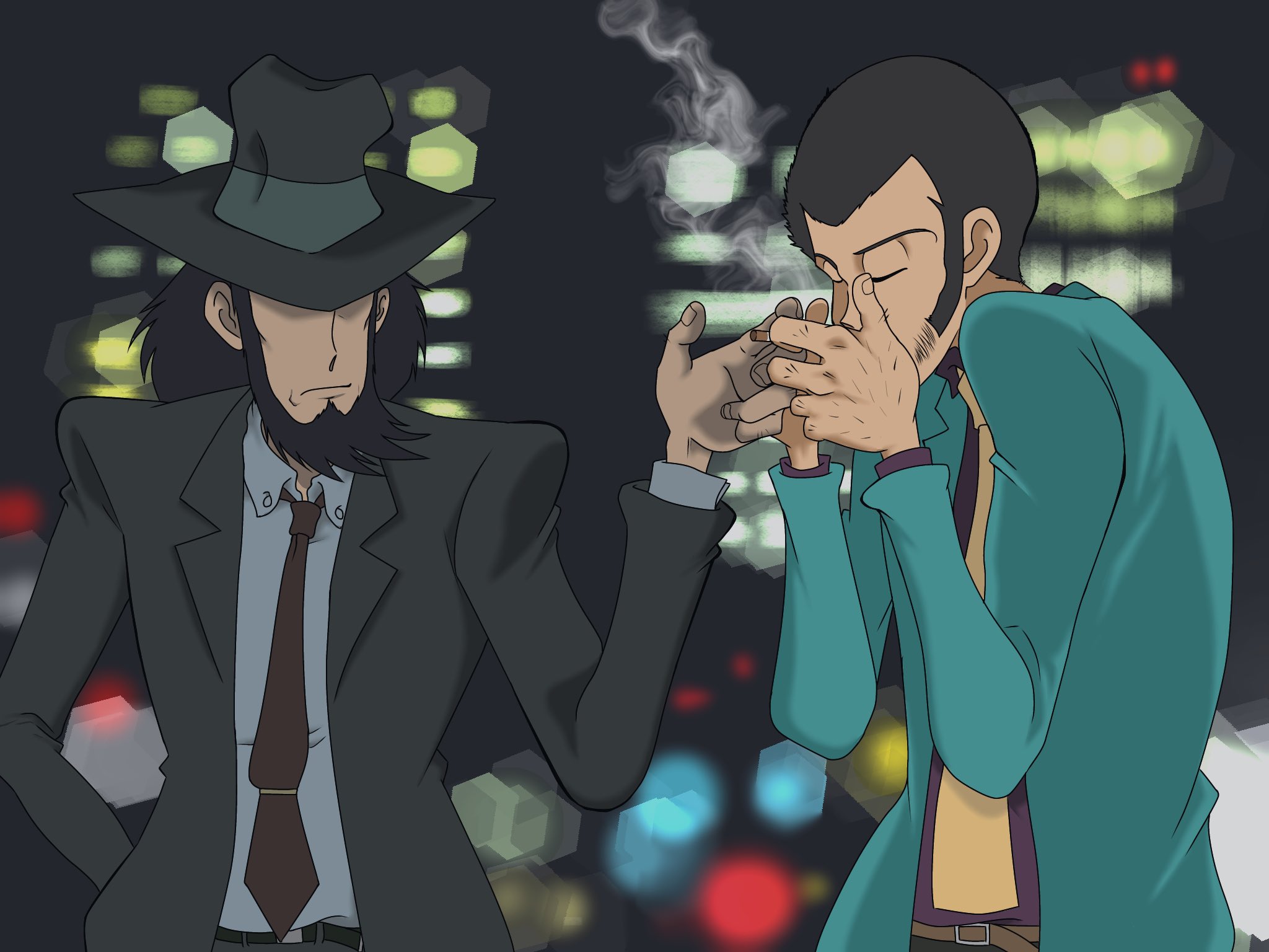 Nob V Twitter 何気にルパンと次元って描いてないと気付いて バイバイリバティでタバコの火を貸すシーンが最初に思い付いたのでぱろくの2人にしてみた ルパン絵 ルパン三世 ルパン６ T Co Fumq3g8ezz Twitter