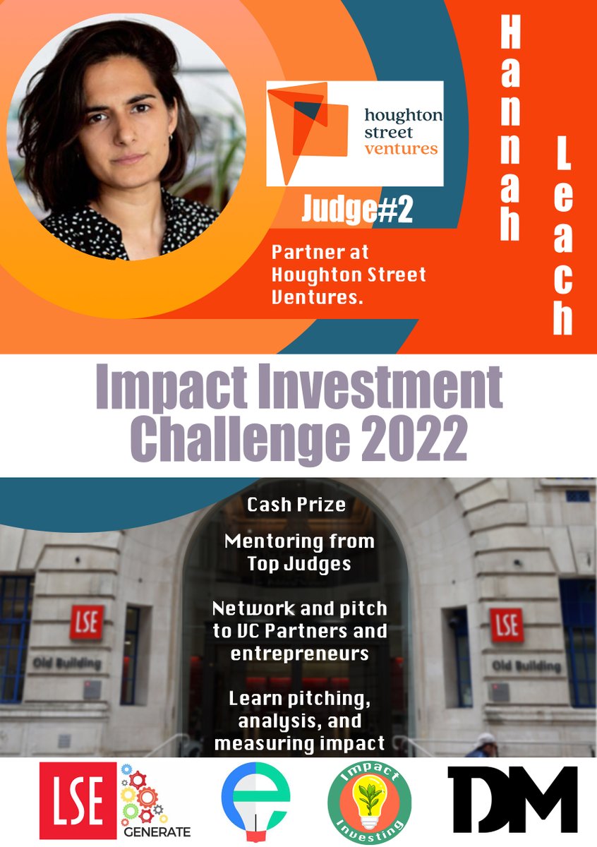 Meet Hannah Leach. Partner at Houghton Street Ventures. Now actively looking for top talent!

Join the Impact Investment Challenge, to meet the top in European VC/Startup ecosystem. 

BCG Green Ventures, Houghton Street, UBS, &amp; more: 
cutt.ly/3OCY06x

<a href="/hkleach/">Hannah Leach</a> #Impact
