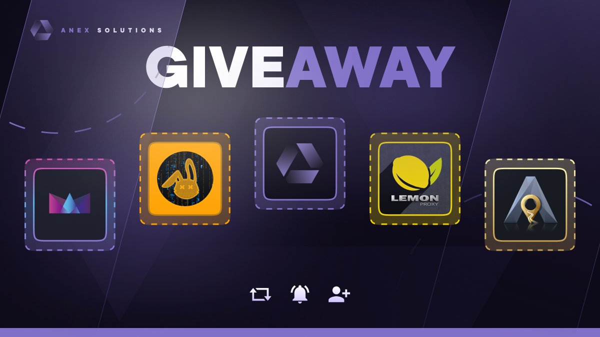 Anex Solutions (@anexsolutions) on Twitter photo 🎁 HUGE GIVEAWAY 🎁
🎉 | Giveaway:
1x <a href="/Anexsolutions/">Anex Solutions</a> Early Access Key
1x <a href="/RE_AIO/">REAIO</a> Renewal Copy
1x <a href="/BlackRabbitIO/">BlackRabbitIO</a> One Month Key
1x <a href="/armatastools/">ArMaTaS Raffle Tools</a> 1 Month Tools Sub + 300 credits
3x <a href="/LEMONPROXY2020/">LEMONPROXY</a> 2GB Data
⤵️ To enter:
• Follow All Accounts
• Like & RT
• Tag 2 Friends 🎁 HUGE GIVEAWAY 🎁
🎉 | Giveaway:
1x <a href="/Anexsolutions/">Anex Solutions</a> Early Access Key
1x <a href="/RE_AIO/">REAIO</a> Renewal Copy
1x <a href="/BlackRabbitIO/">BlackRabbitIO</a> One Month Key
1x <a href="/armatastools/">ArMaTaS Raffle Tools</a> 1 Month Tools Sub + 300 credits
3x <a href="/LEMONPROXY2020/">LEMONPROXY</a> 2GB Data
⤵️ To enter:
• Follow All Accounts
• Like & RT
• Tag 2 Friends
