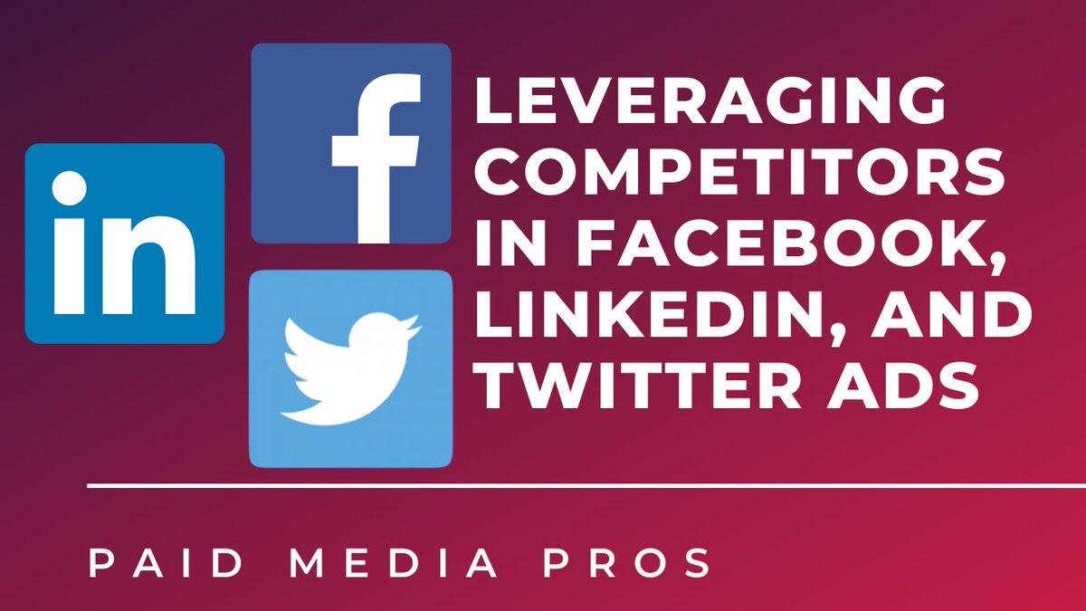 michellemsem's tweet photo. Ever wondered how you can use your competitors to advance your #ppc campaigns on #FacebookAds, #LinkedInAds & #TwitterAds?
https://t.co/iIAuLWIviq
^^I run through the options I’ve found useful in the latest @PaidMediaPros video. #paidsocial #fbads #liads #twads https://t.co/yMdgnR2PKU