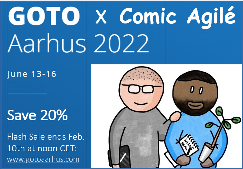 We're going to @GOTOcon's event @GOTOaar to talk about #ComicAgile. @NoeNygaard and I promise that it'll be edutaining. Go save 20% off your ticket right now!