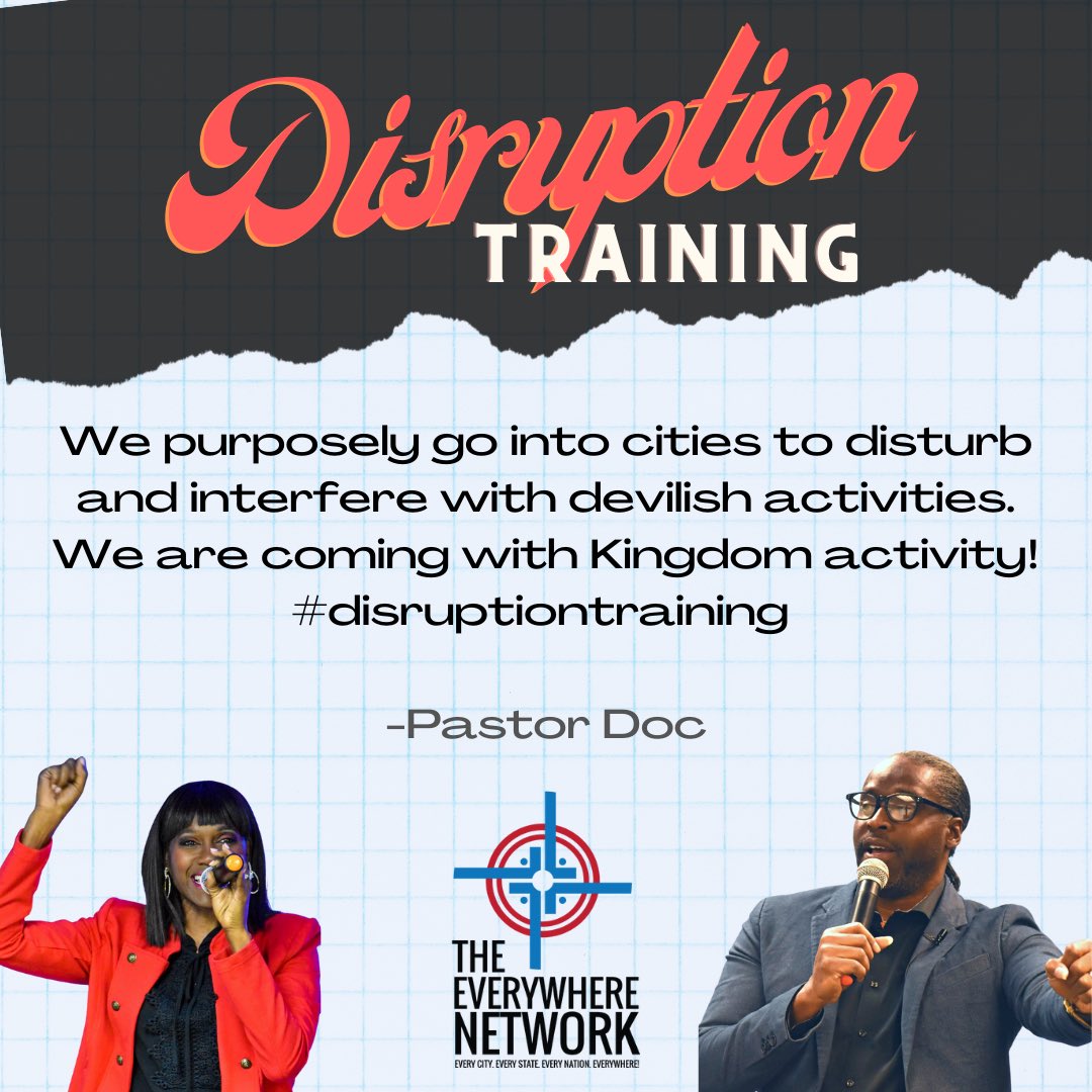 pastordoc's tweet photo. We purposely go into cities to disturb devilish activity. We are coming with Kingdom activity! #disruptiontraining https://t.co/5VYkbi9AG1