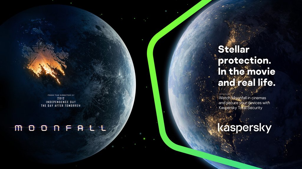 Kaspersky on X: Kaspersky fights against cyber threats every day! This time  we take the battle to space! Watch #Moonfall in cinemas and experience  Kaspersky's stellar protection. Learn more:    /