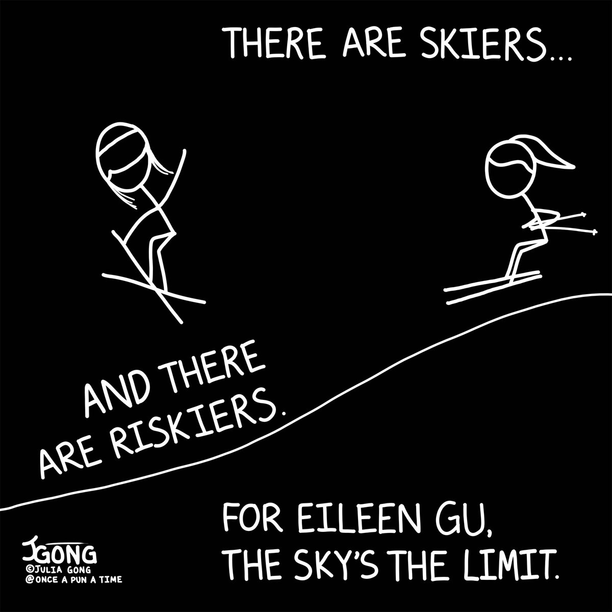 onceapunnytime's tweet photo. there’s the slope, and she’s intercepted. #goingforgold

no. 160, 02.09.2022

#EileenGu #GuAiling #Winter2022Olympics #Skiing #BigAir https://t.co/5696luEK8L