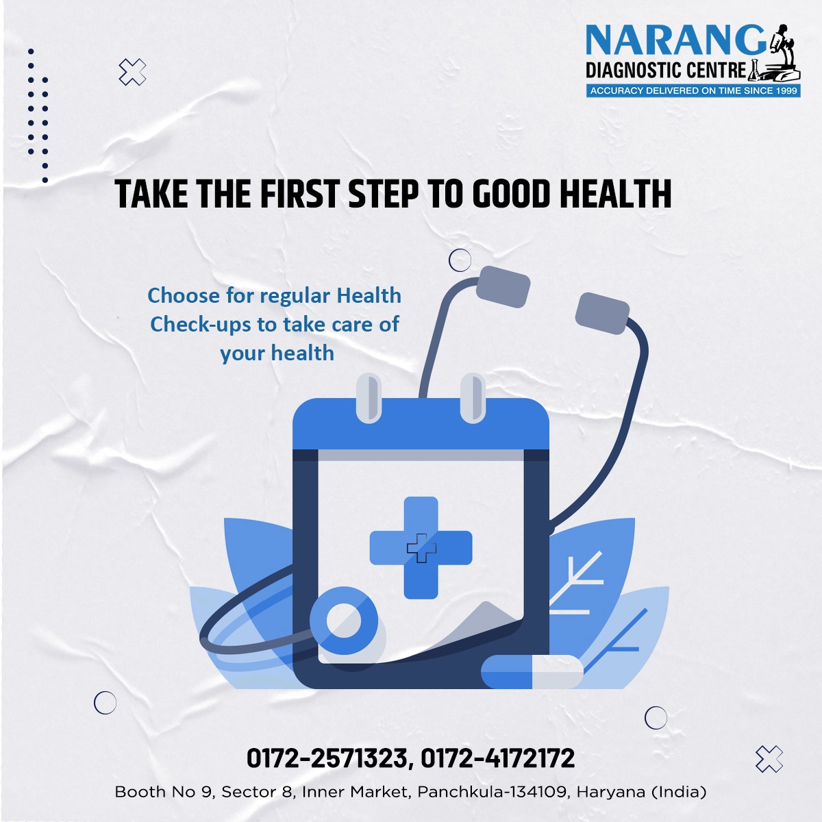 Take the First step to Good Health 

 Choose for regular 𝐇𝐞𝐚𝐥𝐭𝐡 𝐂𝐡𝐞𝐜𝐤-𝐮𝐩𝐬 to take care of your health

Book your Health Check-up - 0172-2571323 or 0172-4172172

#Healthcheckups #Healthpackage #Diagnosticcentre #Trusteddiagnosticcentre #Wholebodycheckup