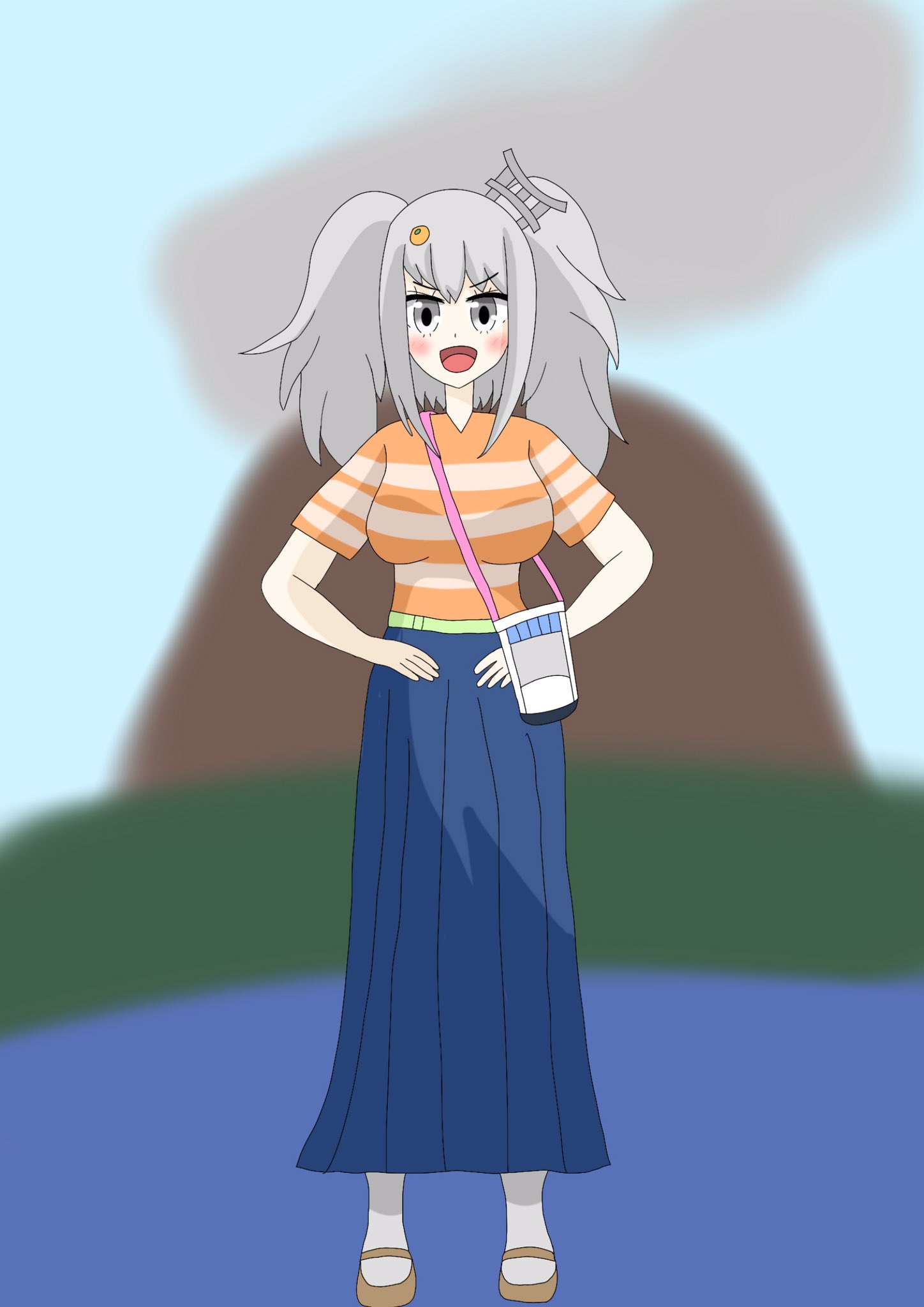 Blueハット お絵描き 鹿児島県の桜島を擬人化したオリジナルキャラ イラスト 擬人化 オリジナルキャラ T Co Ou19yhaeuf Twitter