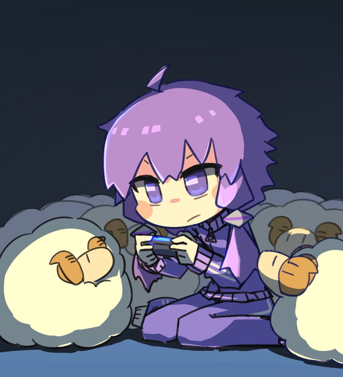 yuzuki yukari 1girl purple hair sitting purple eyes blush stickers holding controller  illustration images