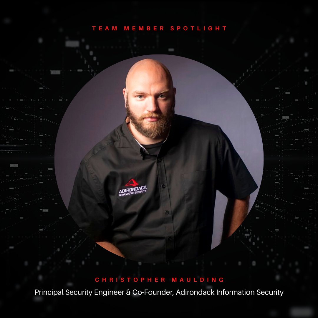 adkinfosec's tweet photo. Chris Maulding is a Principal Security Engineer &amp; Co-Founder with Adirondack Information Security.

Chris has a wide range of security certifications in both offensive and defensive security tactics.

#CyberSec #CyberSecurity https://t.co/LRfXPkNJwB