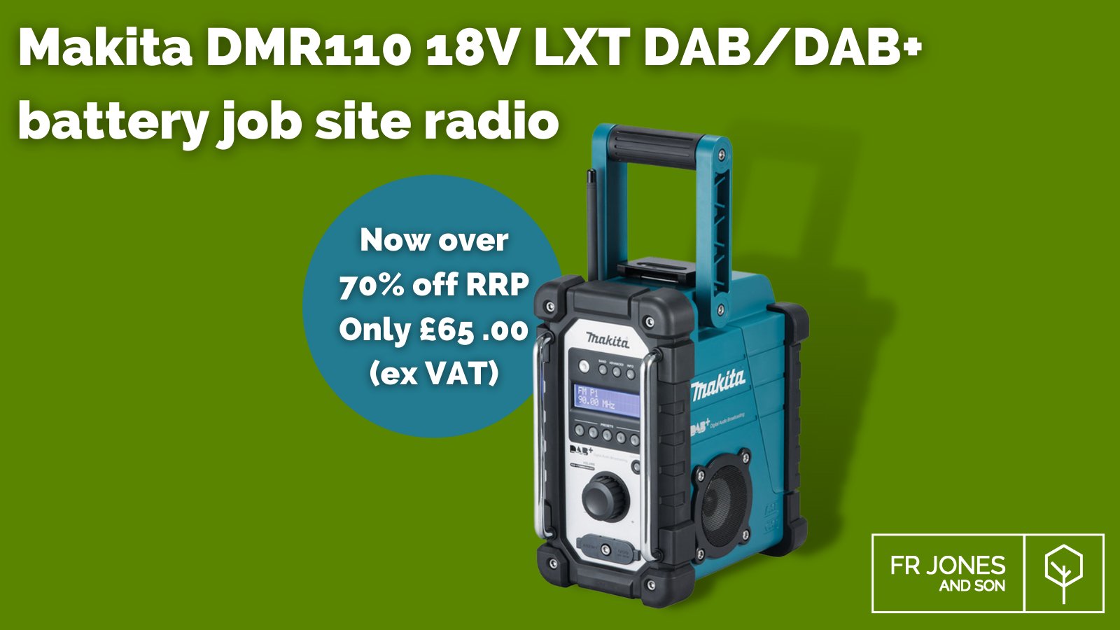 scrapbog Vend tilbage Forebyggelse F.R. Jones & Son on Twitter: "The Makita DMR110 DAB/DAB+ Job Site Radio,  capable of receiving both DAB and DAB+, is now 70% off RRP at only £65.00  (ex VAT). To get