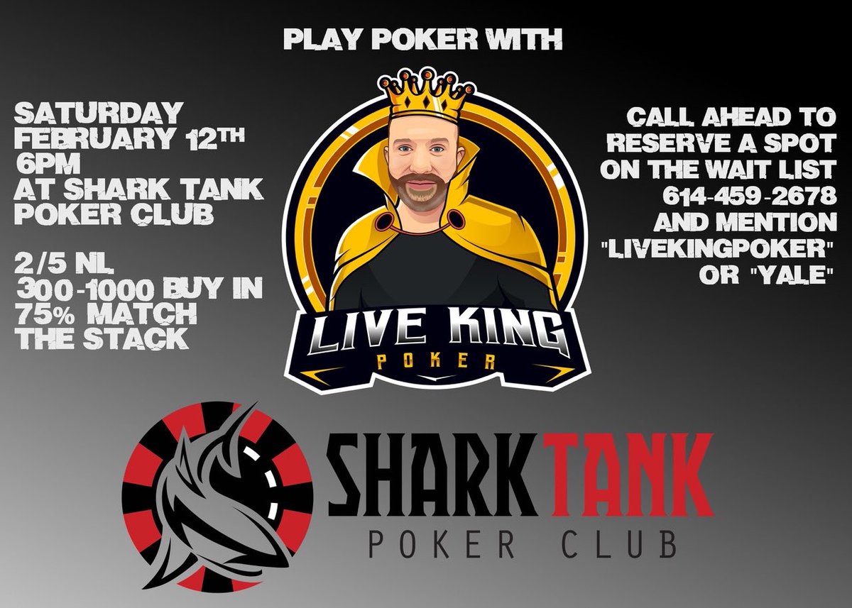 LiveKingSports's tweet photo. First ever meetup game will be held this Saturday Feb 12th at my home card club @SharkTankPoker! Come play poker and help me create a great vlog episode! https://t.co/V8OmWNsPg7