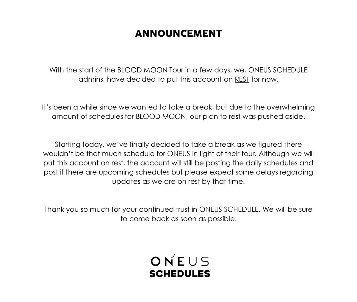 ONEUS SCHEDULE 🌙 tweet media