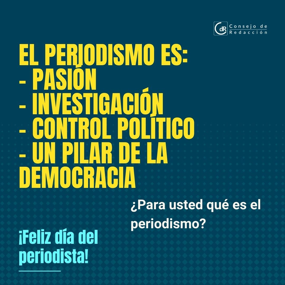 CdR_'s tweet photo. Desde la mañana les queremos decir: ¡Feliz día del periodista! ¡Gracias a todos y todas por su aporte al periodismo colombiano! 

Desde CdR seguiremos trabajando para que tengamos más oportunidades de investigar y develar la verdad. #DiaDelPeriodista https://t.co/Ahxvb7lD0S