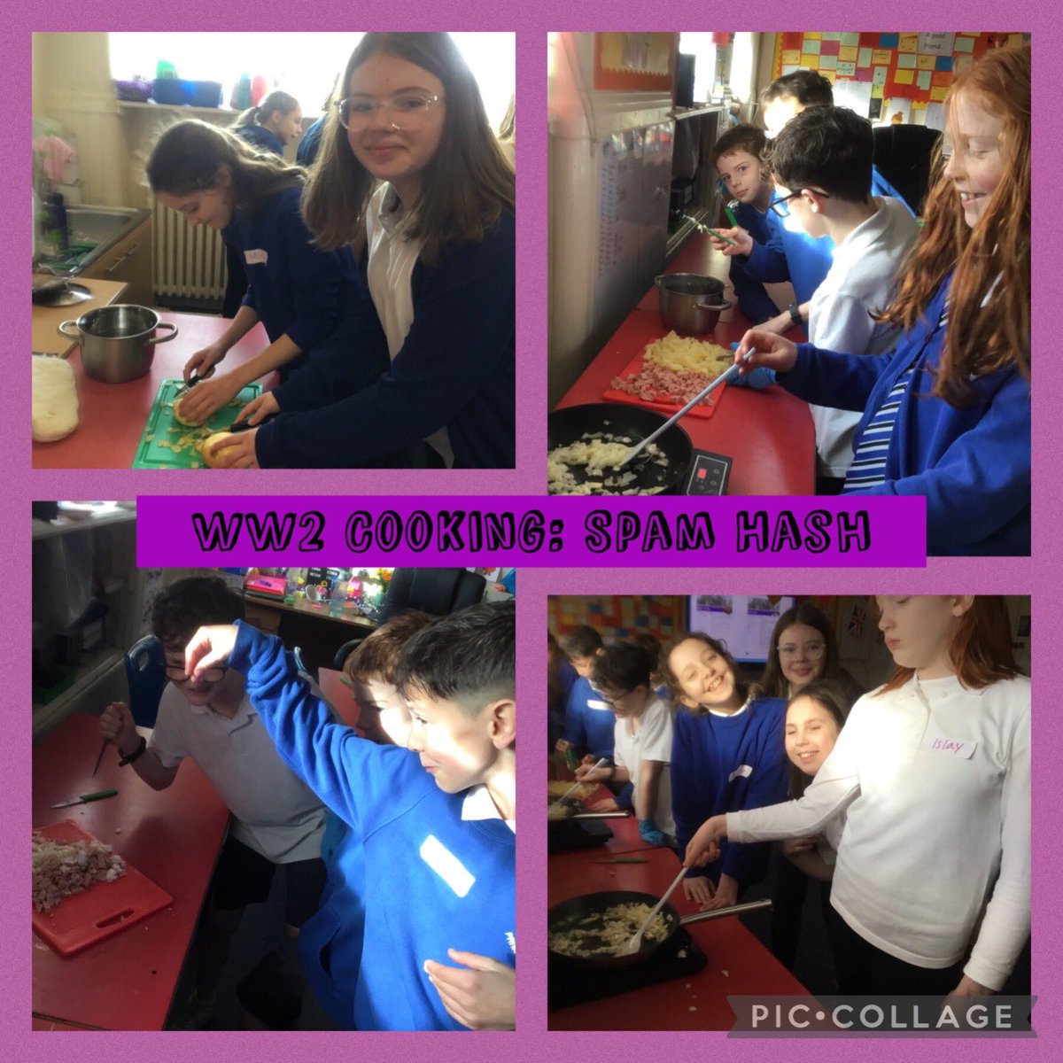 LPSandELCC's tweet photo. World War 2 cookery in Primary 7 today π°π₯« Taste testing spam hash and eggless sponge. YUM! #primary7 #worldwar2topic https://t.co/7Ti32S6xcB