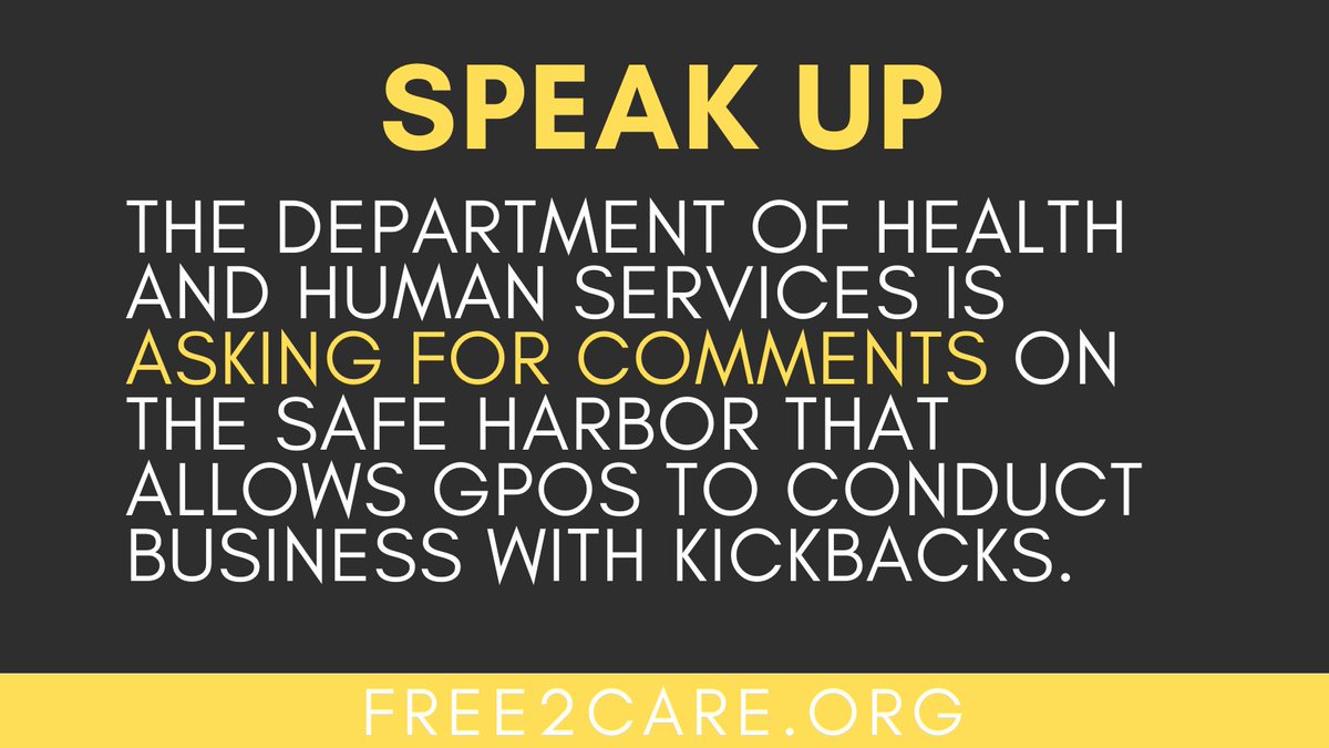 The Department of Health and Human Services is asking for comments on the Safe Harbor that allows #GPOs - near-monopolies - to conduct business with kickbacks.

#healthcare #healthcarecommunications #healthcareleaders #healthcareinnovation #healthcareresearch #healthcarereform