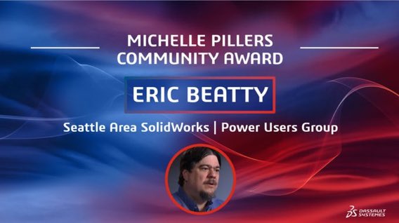 Lynn_Allen's tweet photo. Congratulations @Eric_A_Beatty ! Also great to work for a company that celebrates User Groups during their General Session (just sayin!) #SWUGN #SOLIDWORKS #3DXW22 @Dassault3DS https://t.co/2sTKM9lqFc