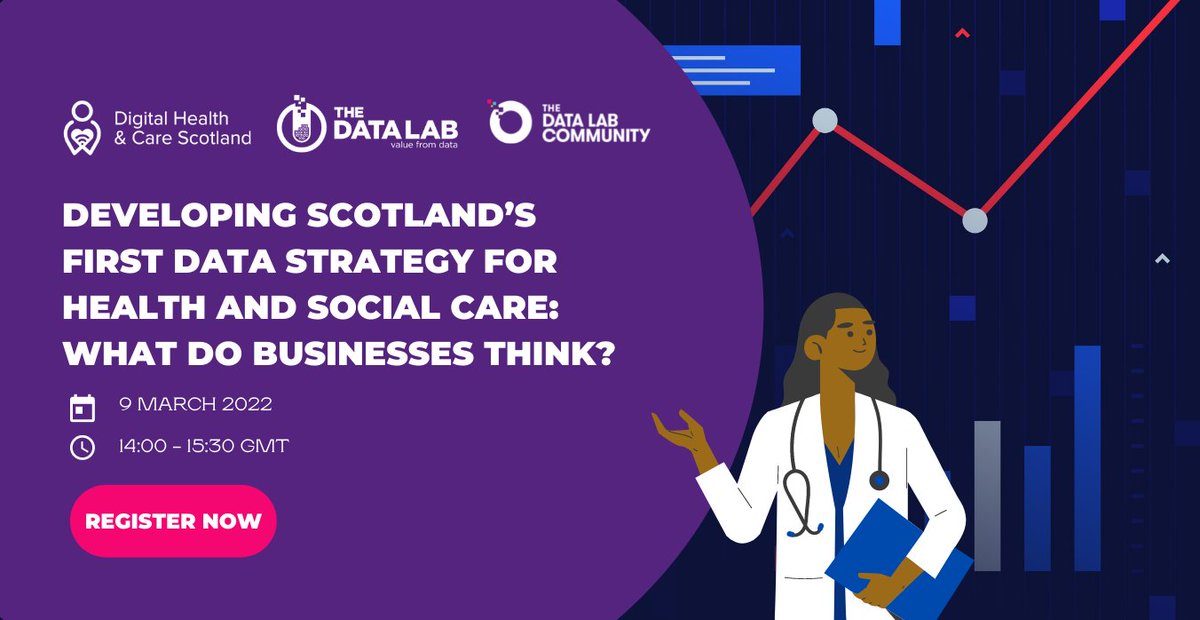 The Data Lab (@datalabscotland) on Twitter photo Are you a business or organisation working in or with the health and social care sector in Scotland?
Join <a href="/DigiCare4Scot/">DigiHealthCareScot</a>'s stakeholder engagement workshop about Scotland’s first Data Strategy for Health & Social Care on March 9th!
Tickets & more info: eventbrite.co.uk/e/developing-s… Are you a business or organisation working in or with the health and social care sector in Scotland?
Join <a href="/DigiCare4Scot/">DigiHealthCareScot</a>'s stakeholder engagement workshop about Scotland’s first Data Strategy for Health & Social Care on March 9th!
Tickets & more info: eventbrite.co.uk/e/developing-s…