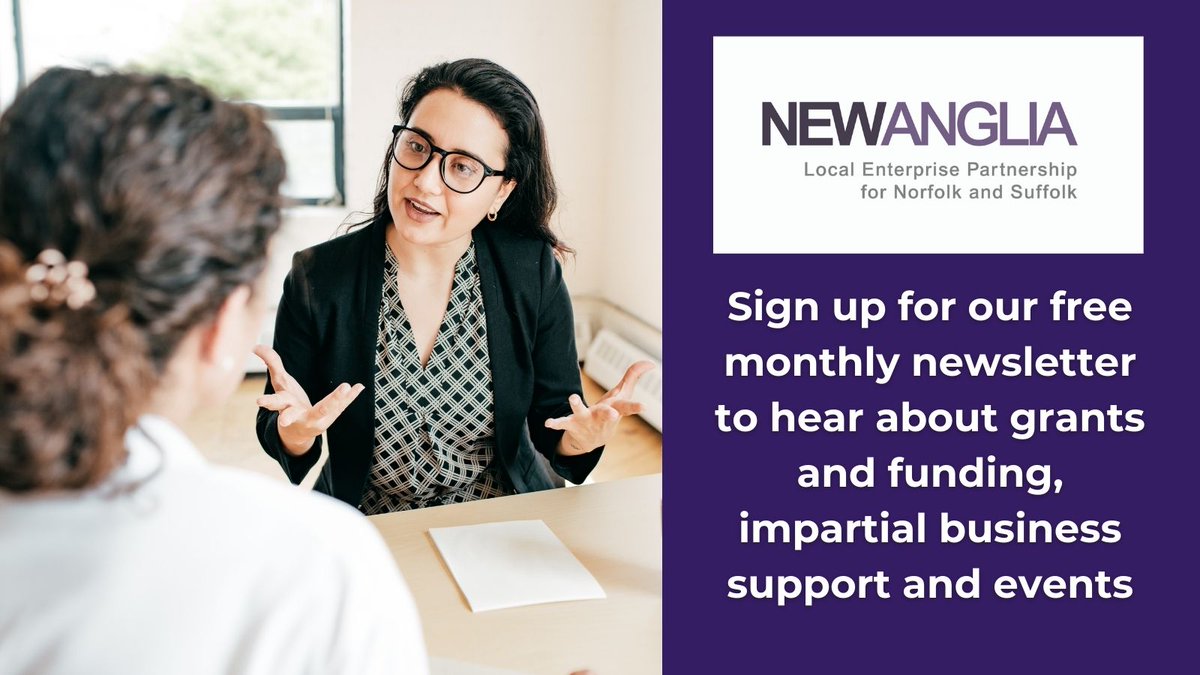 Would you like to be among the first to know about grants and free business support opportunities in Norfolk and Suffolk? Then sign up for our regular newsletter by clicking the right-hand tab on our website newanglia.co.uk #SMEs #SmallBusiness #Funding #grants