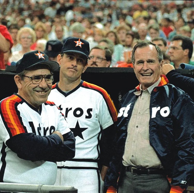 AstrodomeFans's tweet photo. George H. W. Bush with Astros coach Yogi Berra and pitcher Nolan Ryan at the Astrodome in 1988.

Photo by Bettmann/Getty Images https://t.co/ImdPemMBQC