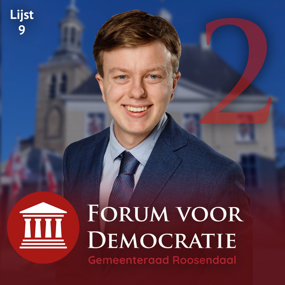 Jurbin van Hooff (22) is onze nummer 2 op de lijst. "Binnen de gemeente wil ik me gaan focussen op de woningmarkt. Het moet namelijk mogelijk zijn voor starters om met één modaal salaris een leuke gezinswoning te kopen!"
#FVD #ForumvoorDemocratie