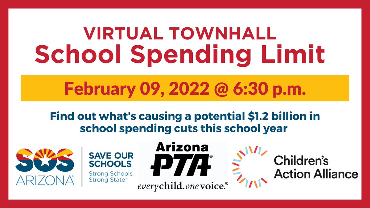 arizona_sos's tweet photo. Join this critical conversation TONIGHT 💥 Find out why AZ schools are facing $1.2 Billion in immediate cuts *this* school year &amp; what you can do about it. 

Register: https://t.co/rwEeQXZ1Bb https://t.co/Xtrx5rALW9