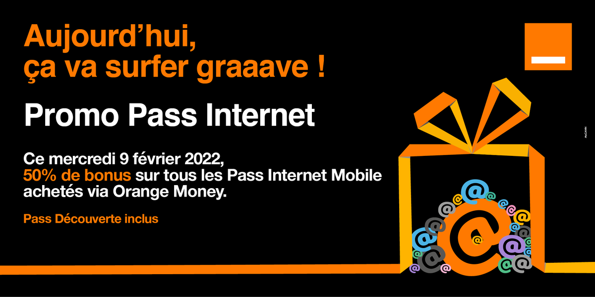 orangeguinee_gn's tweet photo. 💖 Bon plan internet ! 💖
Ce mercredi 09/02, Orange vous offre 50% de bonus sur tous les Pass Internet Mobile achetés via #OrangeMoney au *144# ou l’appli Orange Money Afrique.
Bonus valable entre 24H et 15 jours.
Non valable pour les forfaits #HomeBox et #DiamaBox.
#OrangeGuinée https://t.co/uyFbb5FrzY