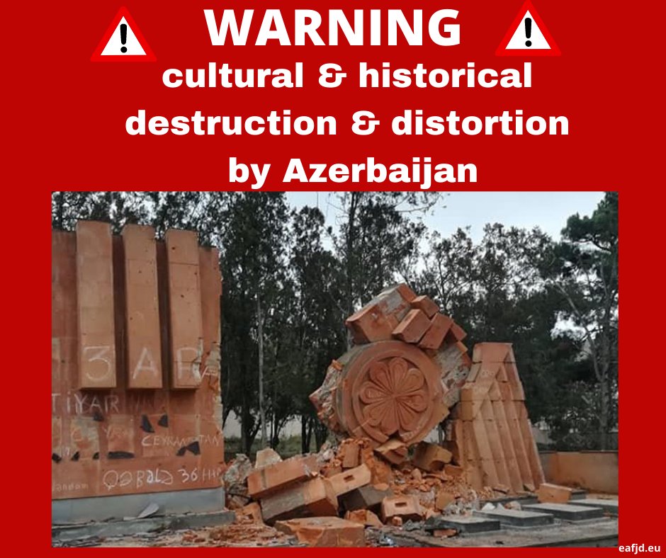 eafjd's tweet photo. An act of cultural genocide by the authorities of Azerbaijan to erase everything Armenian from the occupied territories of Nagorno Karabakh/Artsakh. We call on @UNESCO to stay faithful to its mission &amp; protect the Armenian cultural heritage from total destruction by Azerbaijani https://t.co/KUEgpc4YKm