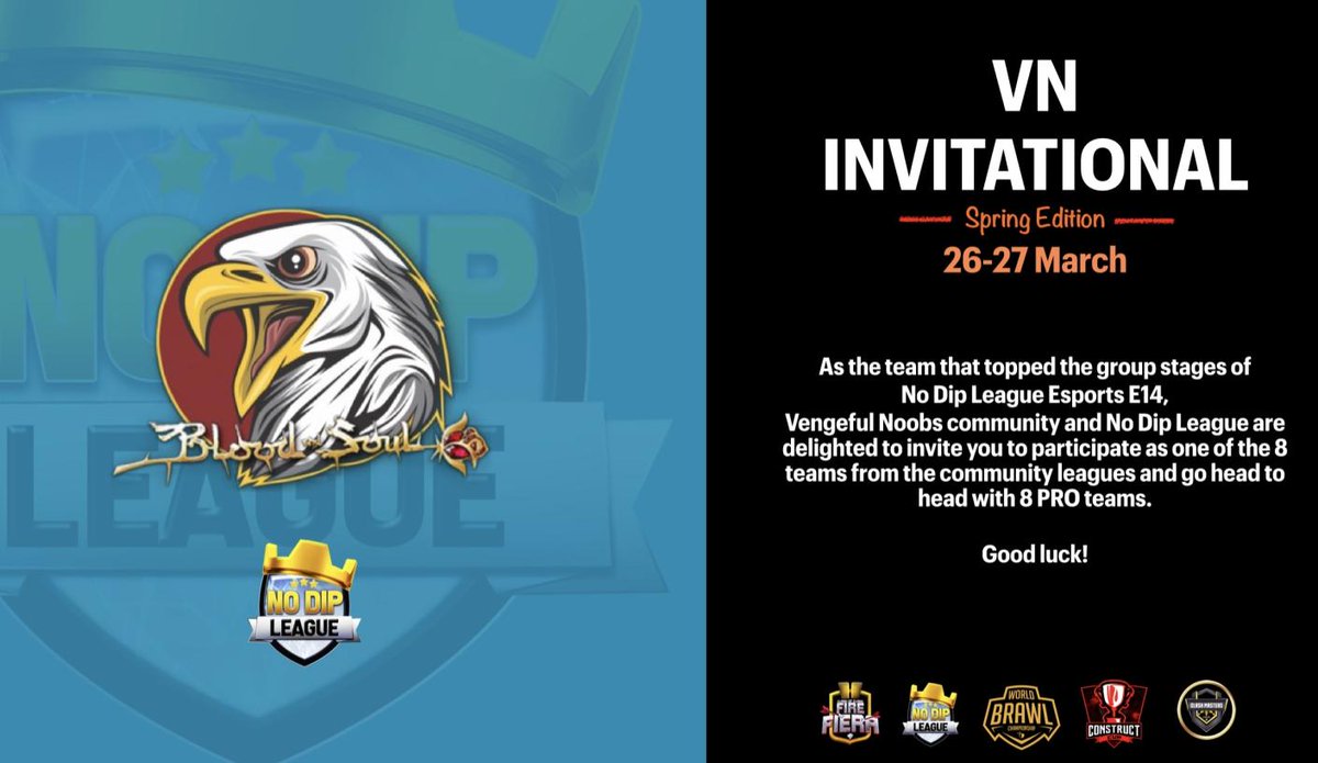 No Dip League (@no_dip_league) on Twitter photo We are excited by the invitation extended by @VNEsportsCoC to Blood & Soul, the front runner from our Esports group stage! We cannot wait to see what <a href="/BAS_coc/">Blood and Soul</a> does!!
This invitational will be epic <a href="/VengefulNoobs/">Vengeful Noobs</a> !! We are excited by the invitation extended by @VNEsportsCoC to Blood & Soul, the front runner from our Esports group stage! We cannot wait to see what <a href="/BAS_coc/">Blood and Soul</a> does!!
This invitational will be epic <a href="/VengefulNoobs/">Vengeful Noobs</a> !!