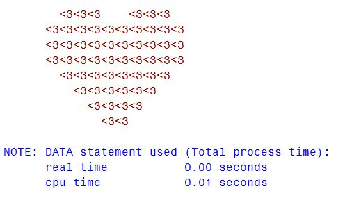 cjdinger's tweet image. Is it time to add SAS to the list of &quot;romance&quot; languages? Valentine&apos;s Day approaches. It&apos;s time to start coding your love notes. #SASUsers #SASTip #ValentinesDay buff.ly/2S2iAXa