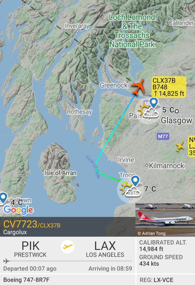 BloodyPolitics's tweet photo. Los Angeles? ✈
Looks like you're taking it up the Trossachs.😉

#avgeek
#Cargolux
#CLX37B
#LXVCE https://t.co/pQvOnL3fpS