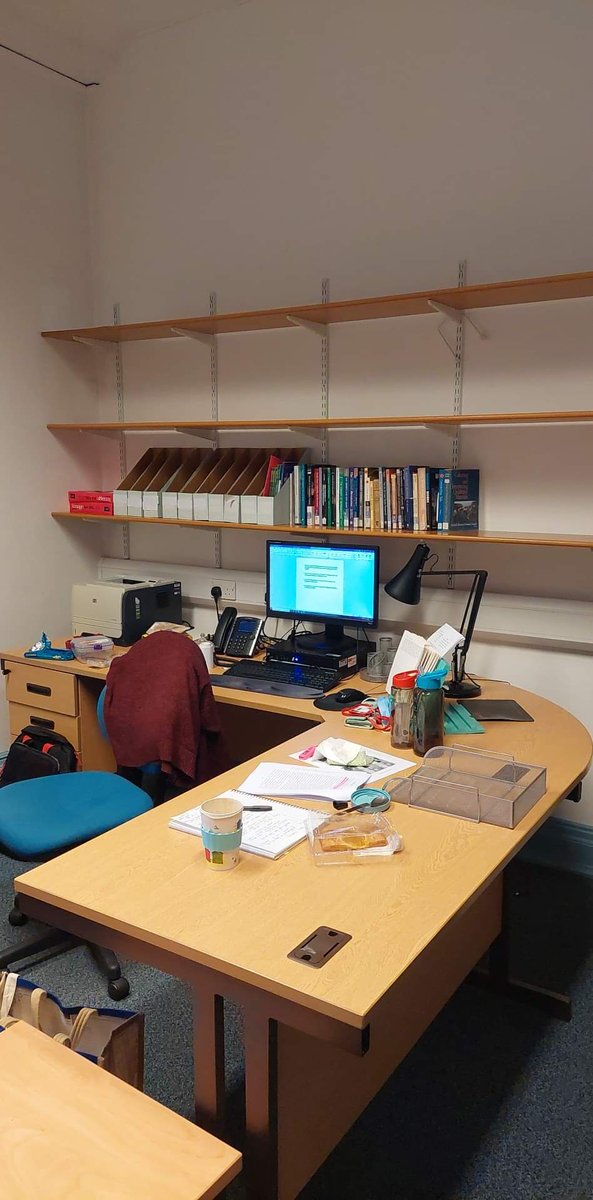 LeahSarahHibbs's tweet photo. I recently told @SammiH19 that a toxic trait of mine is that I "expand to fit spaces". Case and point with the new desk/office set-up just one week in 😅 #newoffice #itsjuststuff https://t.co/5PCcyOZZ8d