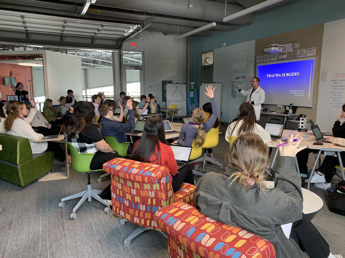 APEX_HealthSci's tweet photo. Thank you Dr. Rick Sidwell @TheIowaClinic for speaking with our future health care workers about the path to being an MD and Trauma surgery. https://t.co/iIg1Q5CFYn