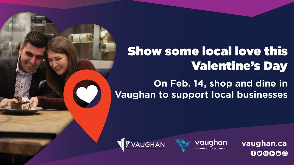 City_of_Vaughan's tweet photo. Want to support Vaughan businesses during these challenging times? Stick to local purchases this Valentine’s Day and #ShopVaughanLocal! Learn more: https://t.co/NQo3o74gsk https://t.co/0EJ1J6hPXZ