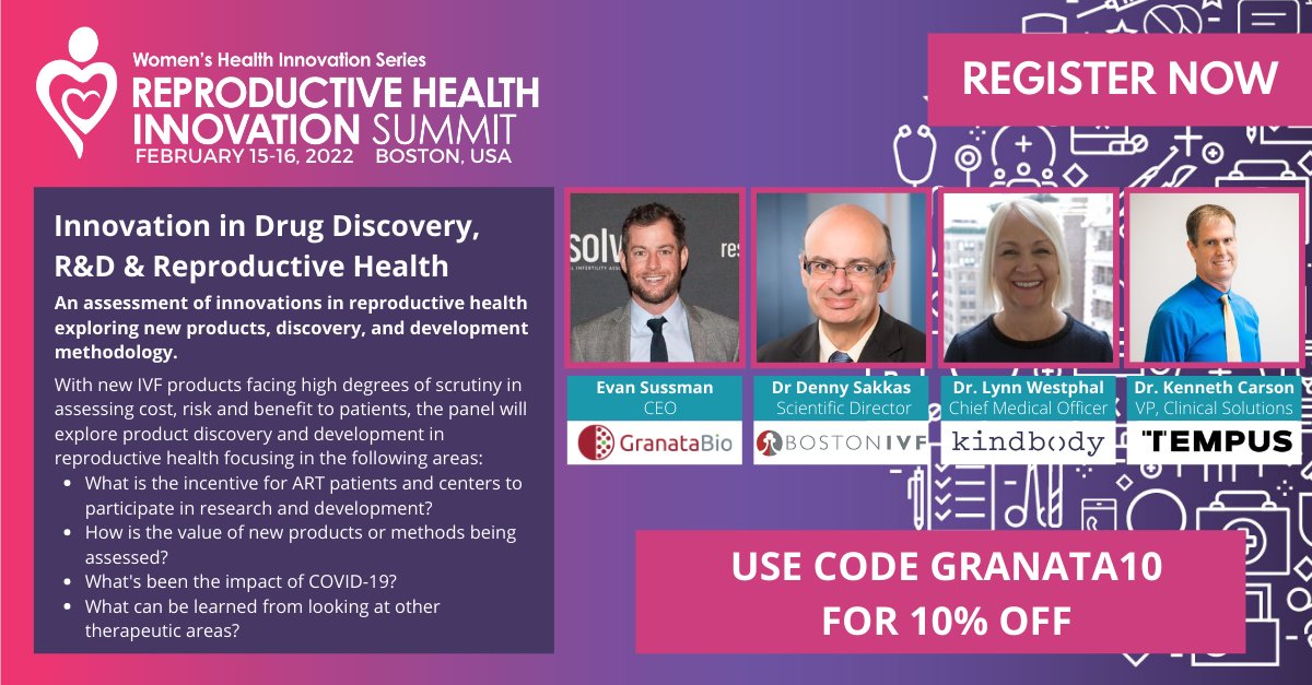 Granata_Bio's tweet photo. Can real world evidence help to validate the utility of new products in ART? Excited to add Dr. Ken Carson from @TempusLabs  to discuss at our panel at this year's Reproductive Health Innovation Summit next week. Hope to see you there! @WomensHealth_US 
#BigData #RWE #Infertility https://t.co/XnXlQW0iXI