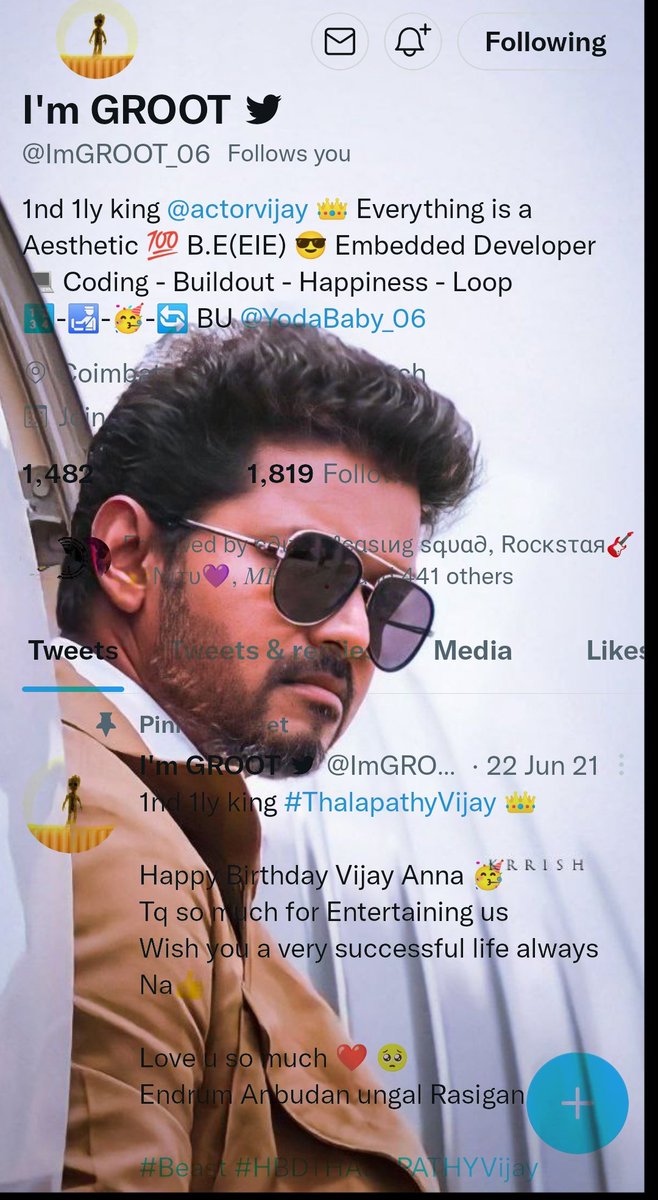 2Dasarath's tweet photo. Congrats All ♥️🔥
👉 @KasthuriRajand1 AkkaChlm ♥️ For Reaching 8.5K🔥
👉 @ImGROOT_06 Bro♥️For Reaching 1.8K🔥
👉  @JoshiSripriya Akka ♥️For Reaching 3.1K🔥 
Wishes From #TeamERS ♥️🎉🎉
#EditReleasingSquad #Beast @actorvijay @sownd_baby @SruthiSuji2 @FangirlofVJ
Edit👉 @2Dasarath https://t.co/1YZhPTRd79