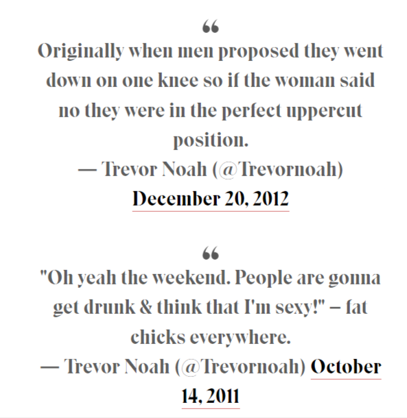 neontaster's tweet photo. You piece of fucking shit @Trevornoah https://t.co/TnDT0BHptt
