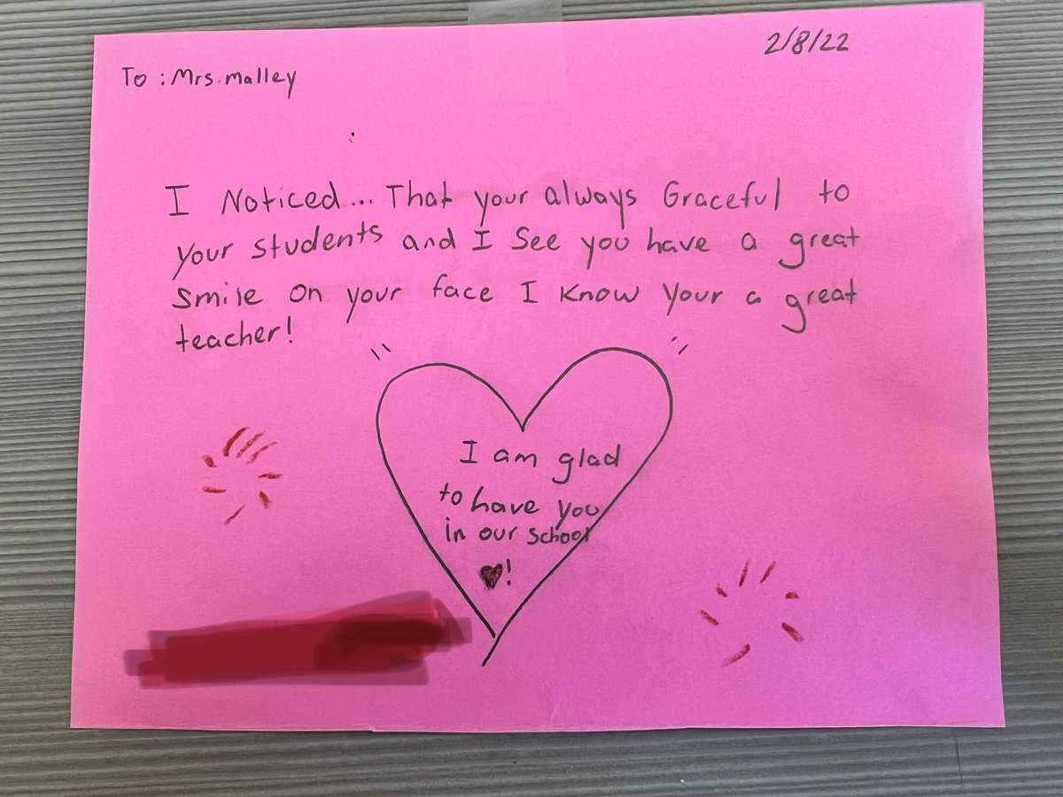 My day was made yesterday when I was surprised by a note taped to my name outside my classroom. It’s notes like this from another student in another class that makes my job so worth it! ❤️🥰🐝#SunshineBees #OfficialSPS