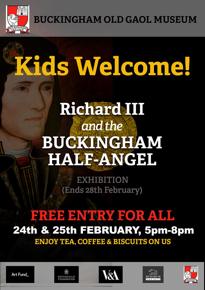 Thank you Buckingham! The Richard III and the Buckingham Half-Angel exhibition draws to a close at the end of February, and we have two special FREE evening openings on 24 &amp; 25 Feb. <a href="/Visit_Bucks/">Visit Bucks</a> <a href="/BuckinghamTIC/">Discover Buckingham</a> <a href="/heritage_mk/">HeritageMK</a> <a href="/BucksCulture/">Bucks Culture</a> <a href="/artfund/">Art Fund</a> <a href="/rsociety_iii/">Richard III Society</a>