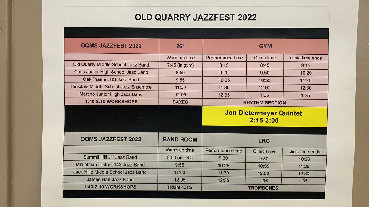 If you’re free this weekend come to the Old Quarry Jazzfest at Old Quarry Middle School. Great student performance all day long and a 2:15pm concert by the Jon Deitermeyer Quintet. #dist113a #jazz 
<a href="/OQMIDDLESCHOOL/">OQ Middle School</a> youtu.be/kC-IPuaAtr4