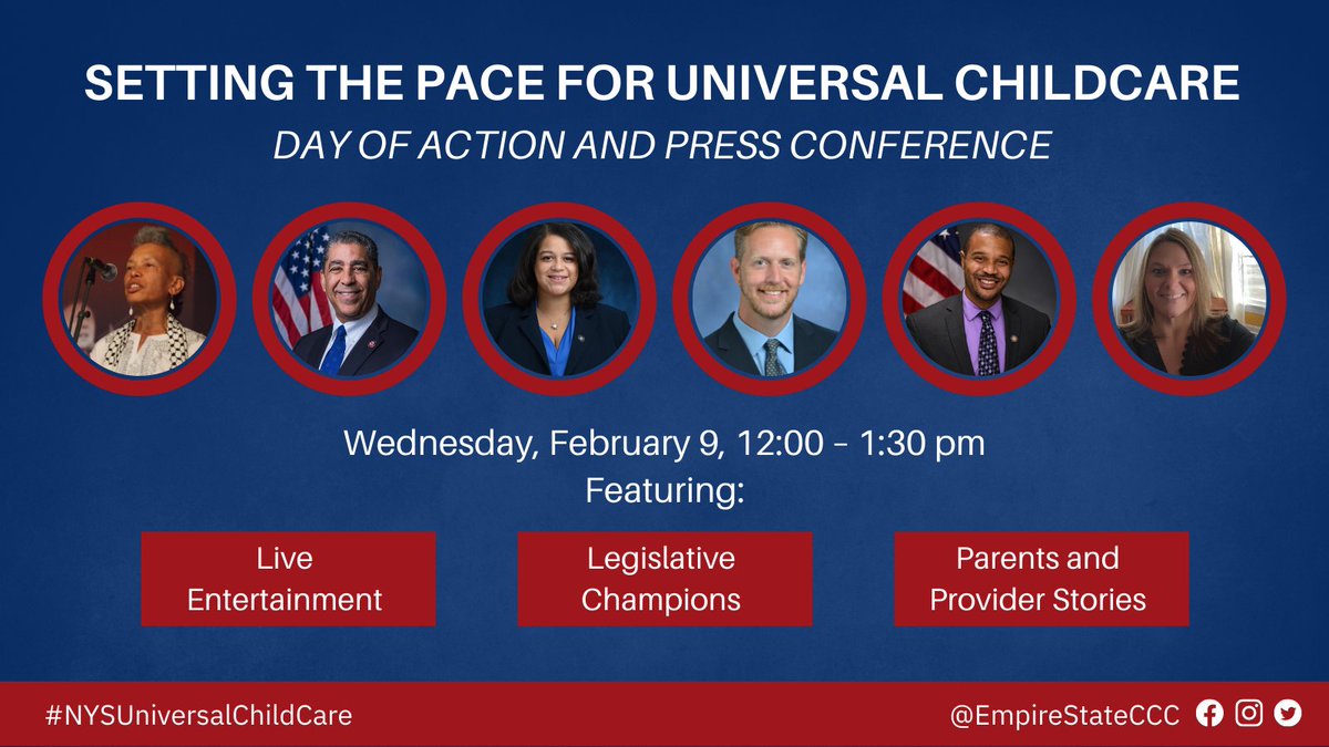 Today at noon! Join over 800 child care providers, parents, and advocates for today’s Day of Action. Child care can’t wait! NYS must make a $5B investment in a path to #NYSUniversalChildCare in this year’s budget. <a href="/EmpireStateCCC/">Empire State Campaign for Child Care</a>