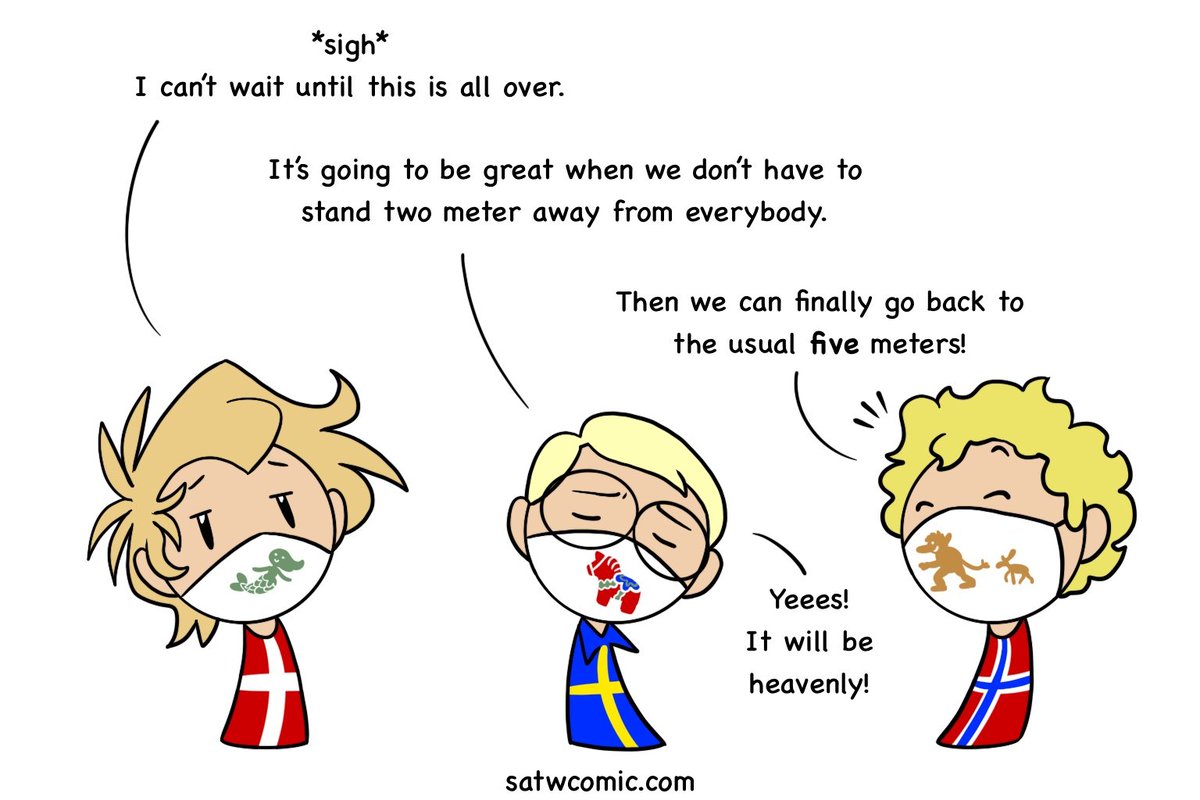 Finally the terrible 2m social distancing is over in Norway 🇳🇴 and we can go back to our 5m, what a relief!😂🤣 Our Finnish neighbours prefer to keep it between 5-10m 🇫🇮.. we are happy again!
