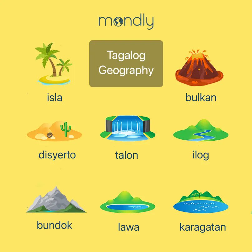 MondlyLanguages's tweet image. If you&apos;re looking for a challenge in your language journey, picking up Tagalog might be just what you need. 👌 Here&apos;s a sneak peek into geographical terms! 👩‍🏫
#tagalog #languagelesson