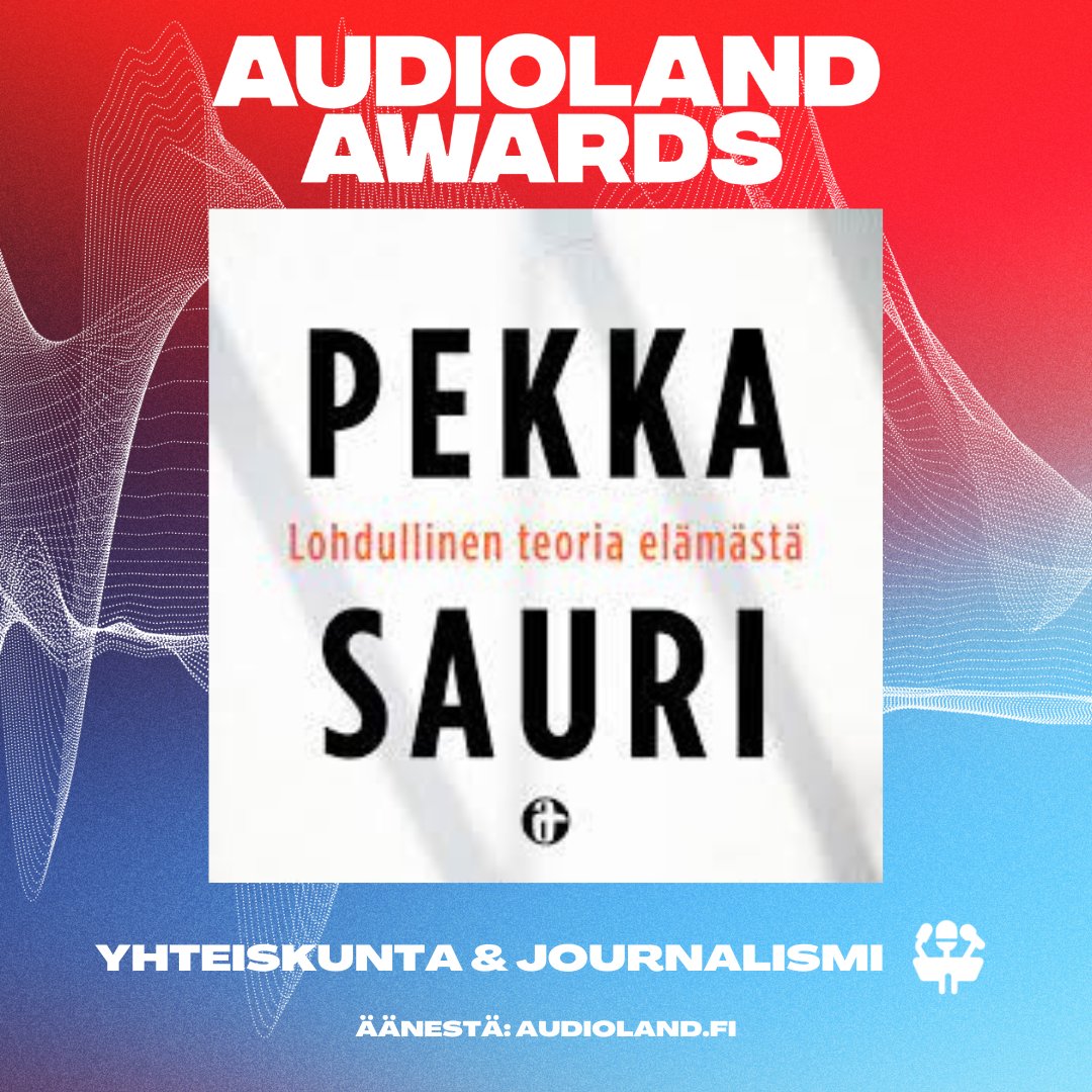 Alehdet's tweet photo. Mahtavaa! ✨ Pekka Saurin lohdullinen teoria elämästä on ehdolla @Audiolandfi Awardseissa vuoden parhaaksi podcastiksi kategoriassa yhteiskunta ja journalismi.

Yleisöäänestyksessä äänestetään Vuoden Podcast ja Vuoden Podcastaaja: https://t.co/48pJqLdoj3 

#audioland https://t.co/vo0mK9epsx